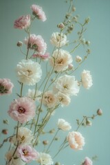 Wall Mural - A beautiful vase filled with fresh pink and white flowers, ideal for decoration or gift