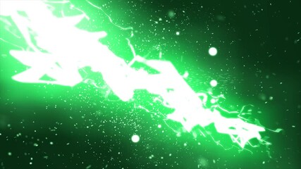 Wall Mural - vivid green electric lightning energy bursting in dark space, symbolizing powerful energy, environme