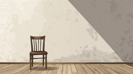 Leinwandbilder - Bright, open space featuring warm wooden flooring and a single chair against a textured wall, creating a sense of calm and simplicity. Generative AI