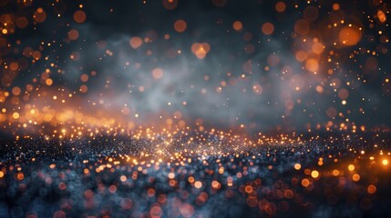 Wall Mural - orange and blue bokeh lights on dark background. abstract celebration background