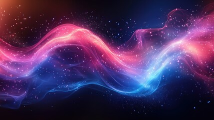 Wall Mural - Pink and blue nebula clouds with stars. Cosmic energy visualization