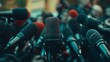 © vannet - A close-up shot of a microphone at a press interview
