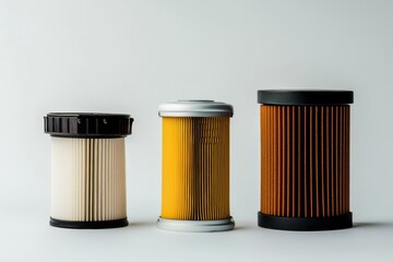 Aufkleber - Various car filters are displayed, featuring oil, air, and fuel types, showcasing their designs and applications for vehicle upkeep. Generative AI