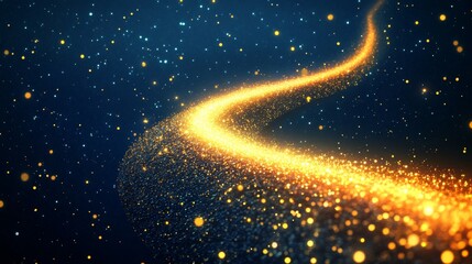 Canvas Print - An abstract luxury wave of stardust with glitter and sparkles, highlighted by a golden glow and sparks, isolated on a transparent background.