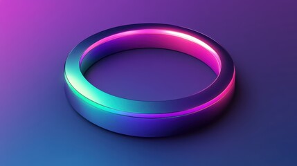 Wall Mural - abstract minimalist background with simple geometric round shape. colorful neon ring glowing in the 