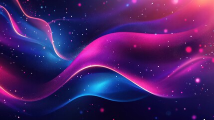 Wall Mural - abstract neon background with wavy glowing ribbon