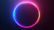 © Viacheslav - abstract colorful neon background with glowing ring. Simple geometric shape, blank round frame. Modern minimal wallpaper