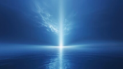 Wall Mural - an atmospheric backdrop with a smooth, two-toned blue gradient and a luminous central light beam