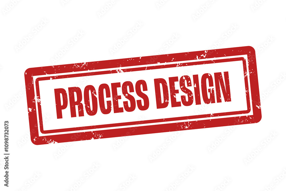 Process Design. A red stamp isolated on white background. Stock ...