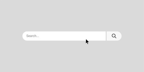 Search bar frame with magnifying glass icon and mouse cursor icon, Internet search box template with magnifier icon for web page internet browser