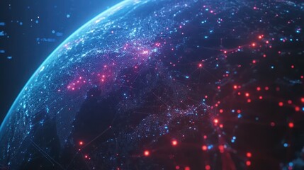 Wall Mural - internet background with generative ai and global network connection over the planet