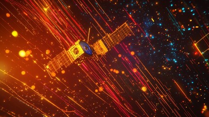 Wall Mural - satellite in the cosmos: a futuristic digital art