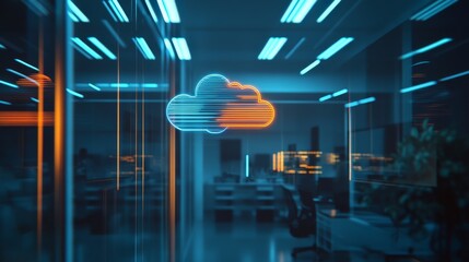 Canvas Print - futuristic cloud technology in a modern server room