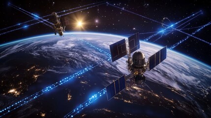 Wall Mural - global satellite network: connecting the world