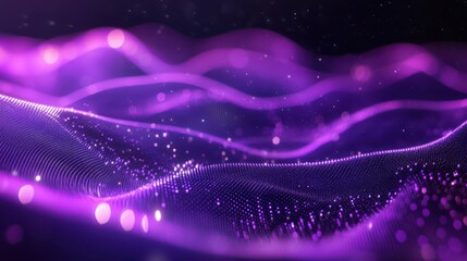 Wall Mural - in a technological dreamscape, vibrant purple metallic particles form dynamic patterns.
