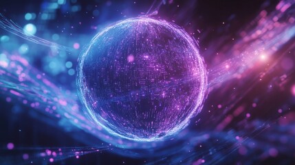 Wall Mural - Abstract Glowing Digital Sphere Art