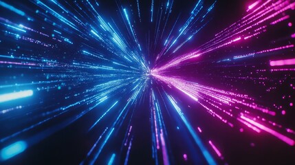 Wall Mural - hypnotic neon light trails - futuristic digital art