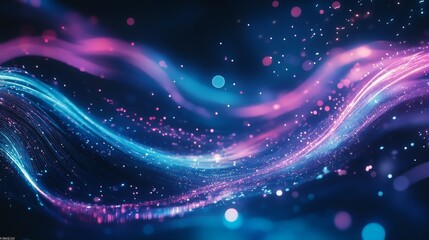 Wall Mural - Abstract Glowing Digital Waves - Futuristic Technology Art