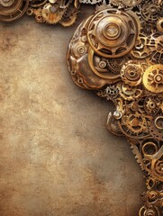 Aufkleber - Creatively illustrating a brain made of intricate gears, this artwork emphasizes the connection between human thought and mechanical innovation. Generative AI