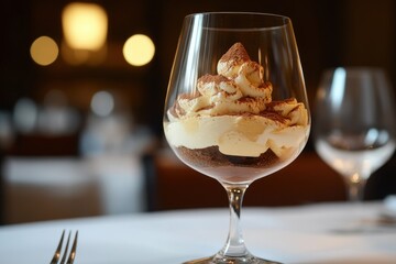 Wall Mural - Classic Italian tiramisu served in a glass