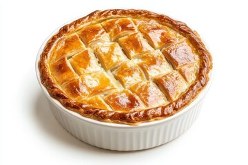 Sticker - Delicious chicken pot pie in a baking dish on white