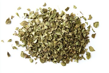 Sticker - Oregano or marjoram leaves on a white surface both fresh and dried