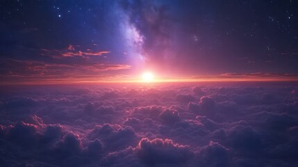 Canvas Print - Celestial Sunset Above a Sea of Clouds: A Breathtaking Aerial View