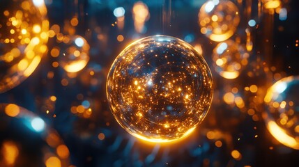 Wall Mural - abstract glowing spheres: a digital art exploration of light and form
