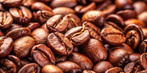 Wall Mural - Closeup of coffee beans with rich aroma and texture, coffee, beans, closeup, texture, aromatic, organic, caffeine, roasting