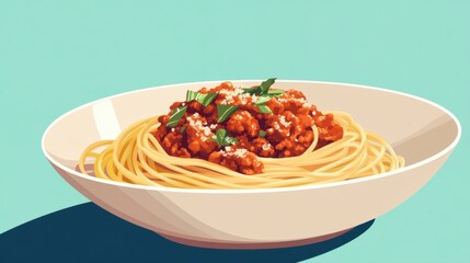 Wall Mural - Classic spaghetti Bolognese dish representing Italian cuisine