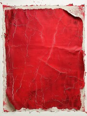 Poster - Cracked Red Paint Surface Abstract Artwork