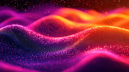 Wall Mural - a dynamic wave of dots forming an abstract technology stream with network structure