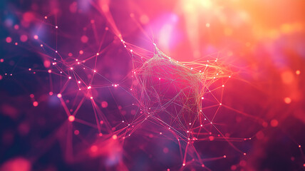 Wall Mural - bright, colorful background showcasing neural networks, data streams