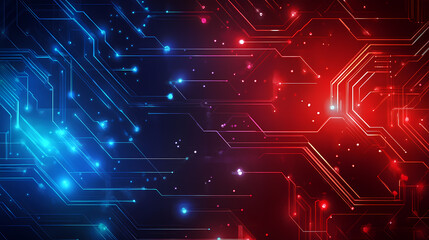 Wall Mural - Background gaming abstract neon sci-fi themes cyberpunk red and blue dynamic technology wallpaper ai generated image. Sci-fi. Illustration