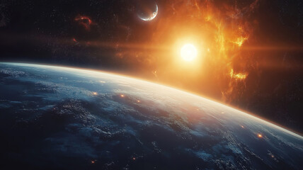 Wall Mural - space and astronomy concept backdrop displaying stars, planets, and galaxies in cosmic harmony