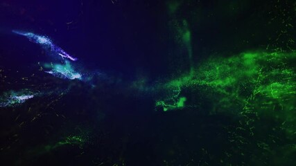 Wall Mural - blue green abstract particle arms 4k loop features particle arms of blue and green gradient colors g