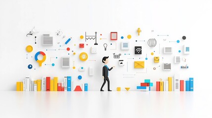 Poster - Vibrant digital depicting a storyteller or narrator speaking with clear sound waves emanating from them surrounded by icons of books or literature all set against a clean white background