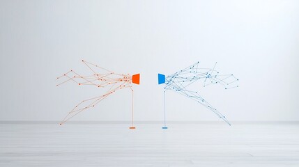 Leinwandbilder - representation of a vibrant dialogue exchange with dynamic colorful lines depicting intonation variation and engaging communication on a white background  This image showcases a creative