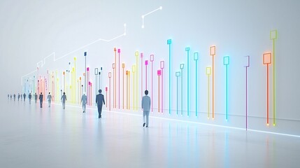 Aufkleber - Seamless and efficient fiber optic technology installation featuring a sleek setup process with luminous cables against a clean white background