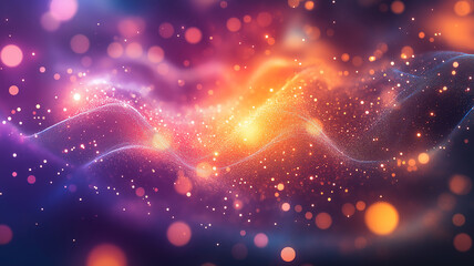 abstract science and technology background with network design and particles creating a dynamic flow