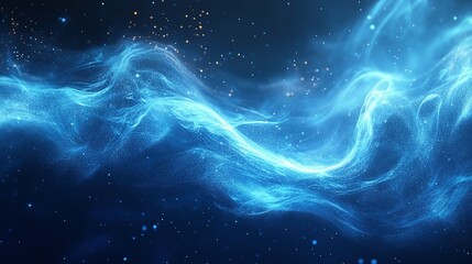 Wall Mural - Abstract Blue Energy Wave Cosmic Dust