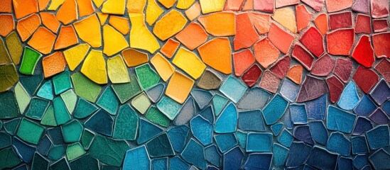 Wall Mural - colorful mosaic tile background with a rainbow gradient.