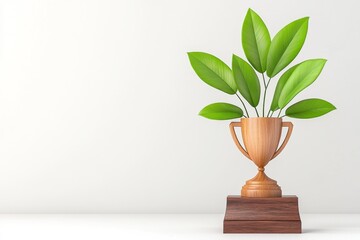 Poster - A minimalist depiction of a trophy on a clean white stage with bold, simple spotlight effects