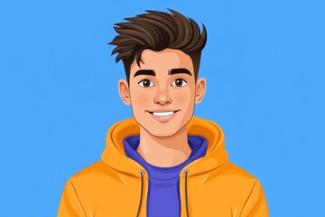 Leinwandbilder - A flat design of a digital avatar with clean, simple geometric shapes and soft gradients in blue and purple hues
