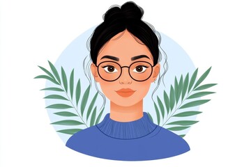Leinwandbilder - A flat design of a digital avatar with clean, simple geometric shapes and soft gradients in blue and purple hues