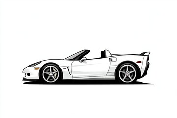 Leinwandbilder - A minimalist side profile of an automotive car, drawn with sleek, simple lines on a clean white background