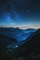 Wall Mural - Nighttime Valley View with Stars