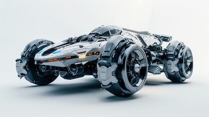 Wall Mural - a futuristic, white vehicle with large wheels and a streamlined design.