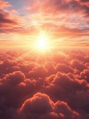 Wall Mural - sunset over clouds