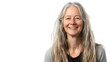 © AnniePatt - Happy smiling joyful senior woman with long blond hair, isolated on a transparent background